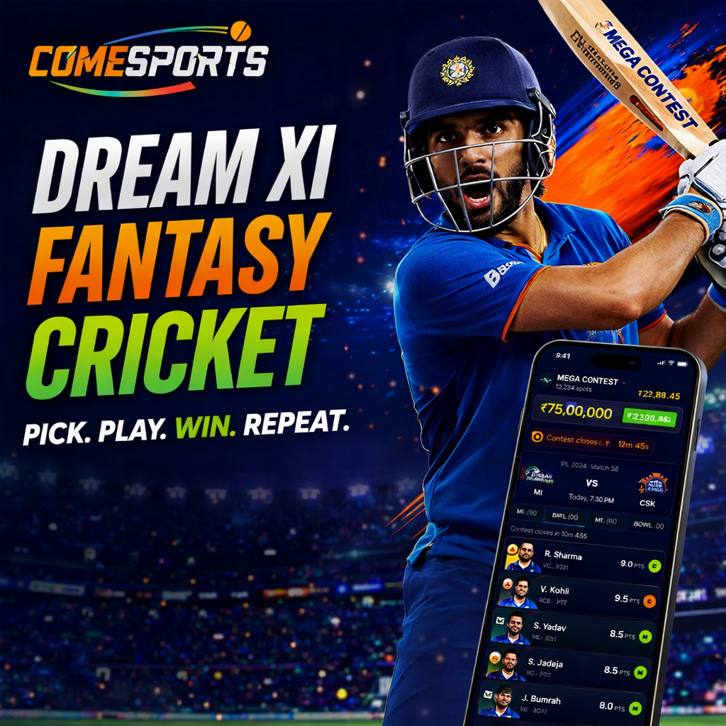 Come Fantasy Game Dream XI fantasy cricket ad visual